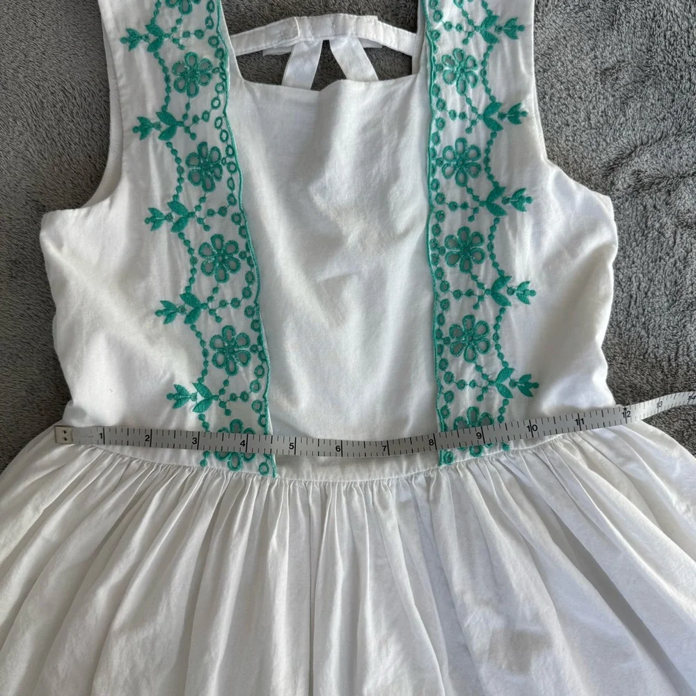Janie and Jack Girls White Embroidered Cotton Dress Size 8 Button Back Summer